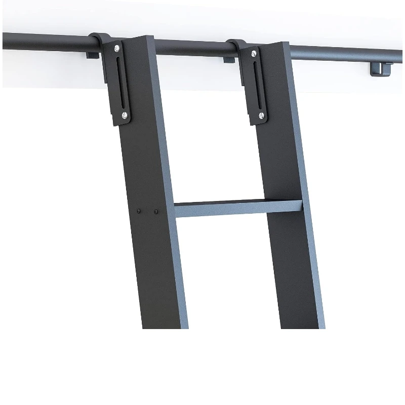 10FT(3M) Hook on Rolling Library Ladder Hardware Kit NO Ladder,Retractable Sliding Ladder Track,Floor Roller with Brake