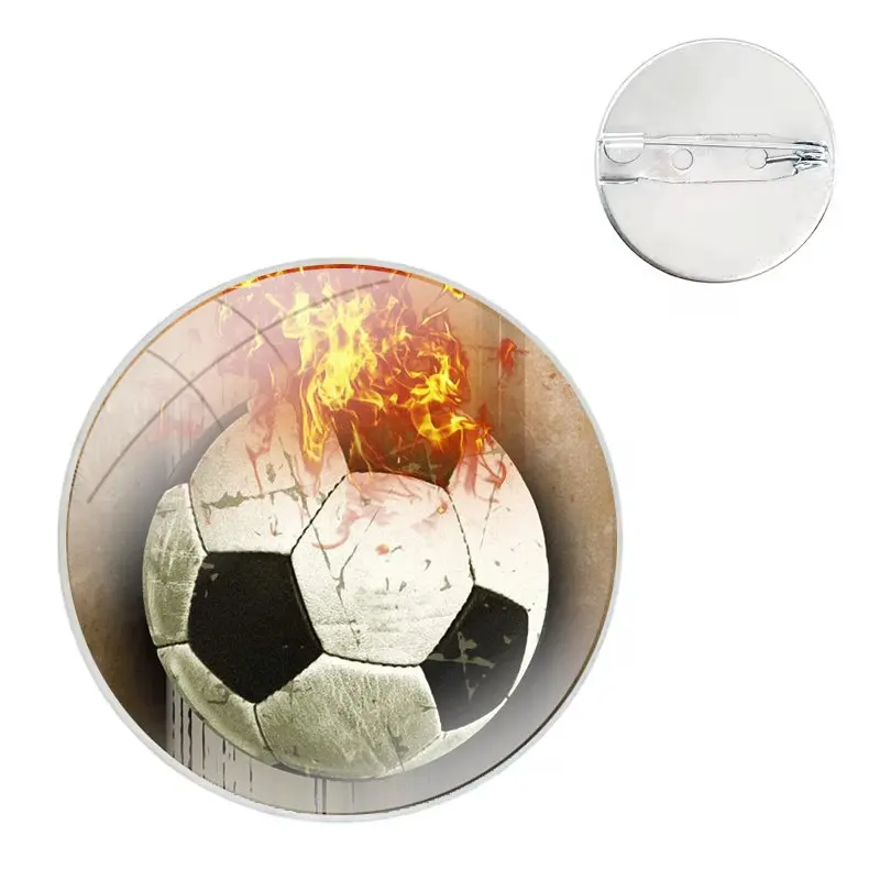 Pin Icons Brooch Jewelry Accessories Fire Football Soccer ball