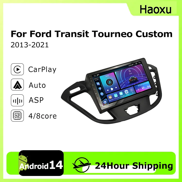 Android 14 Car GPS Navigation For Ford Transit Tourneo Custom 2013-2021 Auto Radio Stereo Multimidia Player Carplay Bluetooth