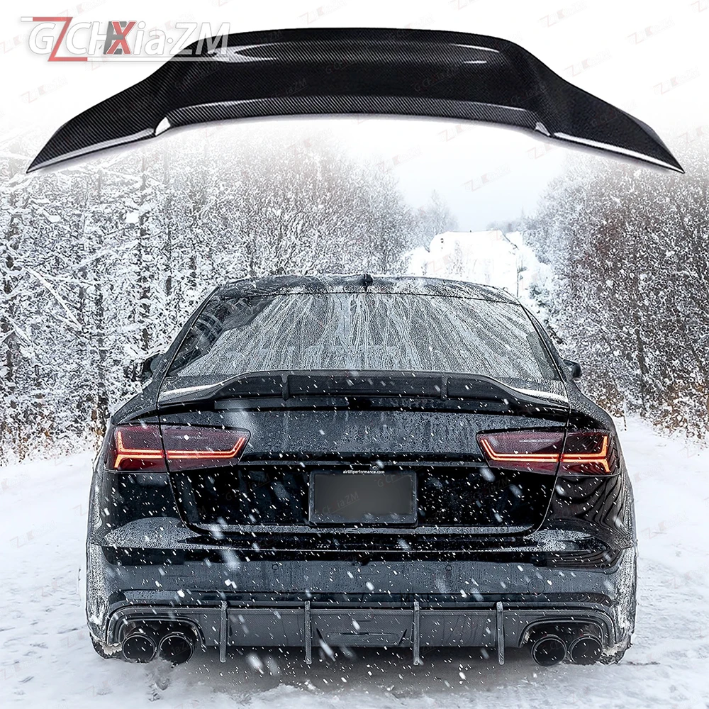 For 2012-2016 Audi A6 S6 C7 100%Real Carbon FiberHighquality Rear Spoiler Coupe Trunk Lid R Style Bright Black Rear Spoiler