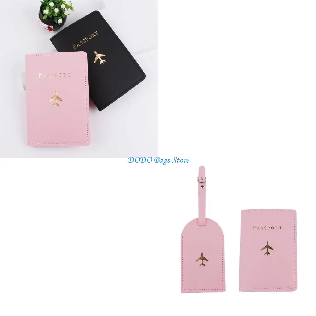 

Lover Couple PU Leather for Case Holder Luggage Tag Travel Credit Card Protector Wedding Gift for Women Men