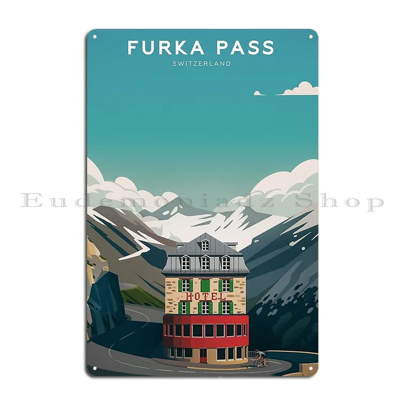 Furka Pass Switzerland Metal Plaque Wall Decor Create Garage Plaques Iron Home Tin Sign Poster