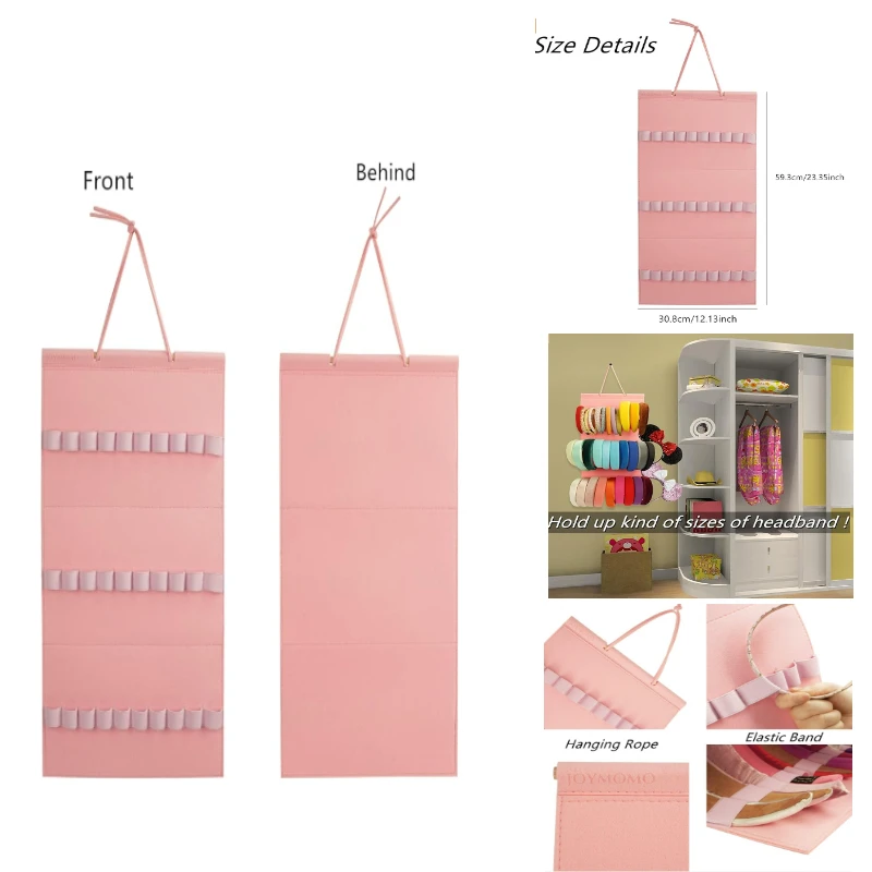 

Сумка для хранения повязок для волос из фетровой ткани, стеллаж для выставки товаров для аксессуаров для волос, настенная косметичка, органайзер для аксессуаров для макияжа