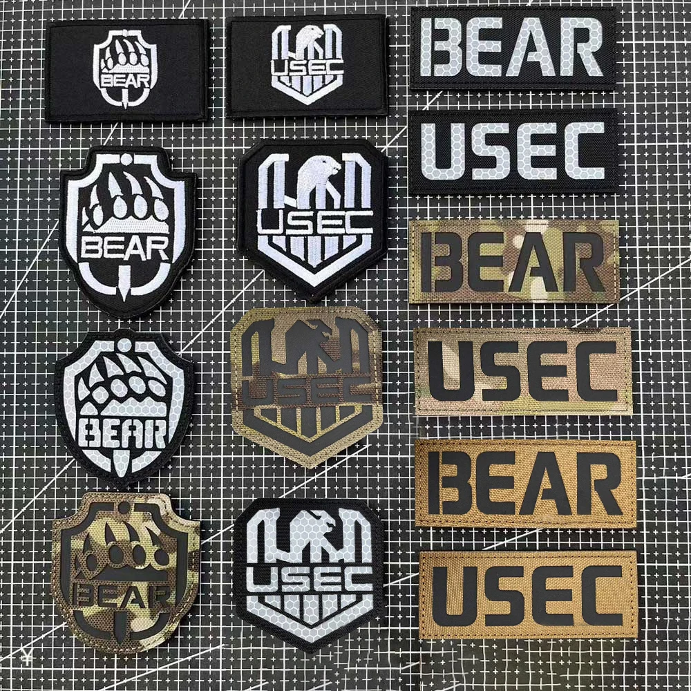 Escape From Tarkov IR PVC Patch Backpack Tactical Stickers Embroidery Patches for Clothing USEC BEAR Morale Badges Hook&Loop