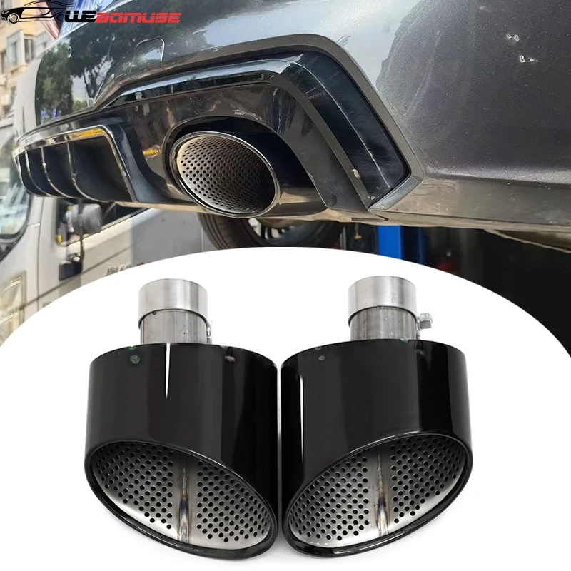 Oval Exhaust Tip For Audi A4 A5 A6 A7 Up To  RS4 RS5 RS6 RS7 Look Tailpipe Nozzle Exhaust System Muffler Tip