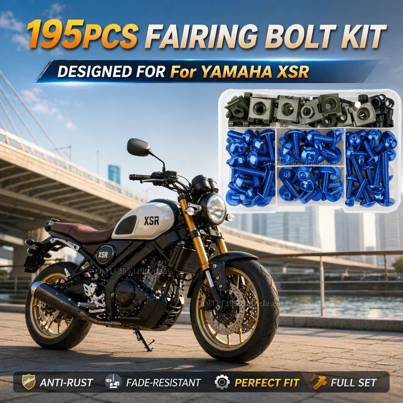 

195Pcs Motorcycle Accessories Aluminum Fairing Bolt Screws Kit Nut Clips For YAMAHA XSR700 XSR 700 XSR900 XSR 900 XSR125 155 CNC