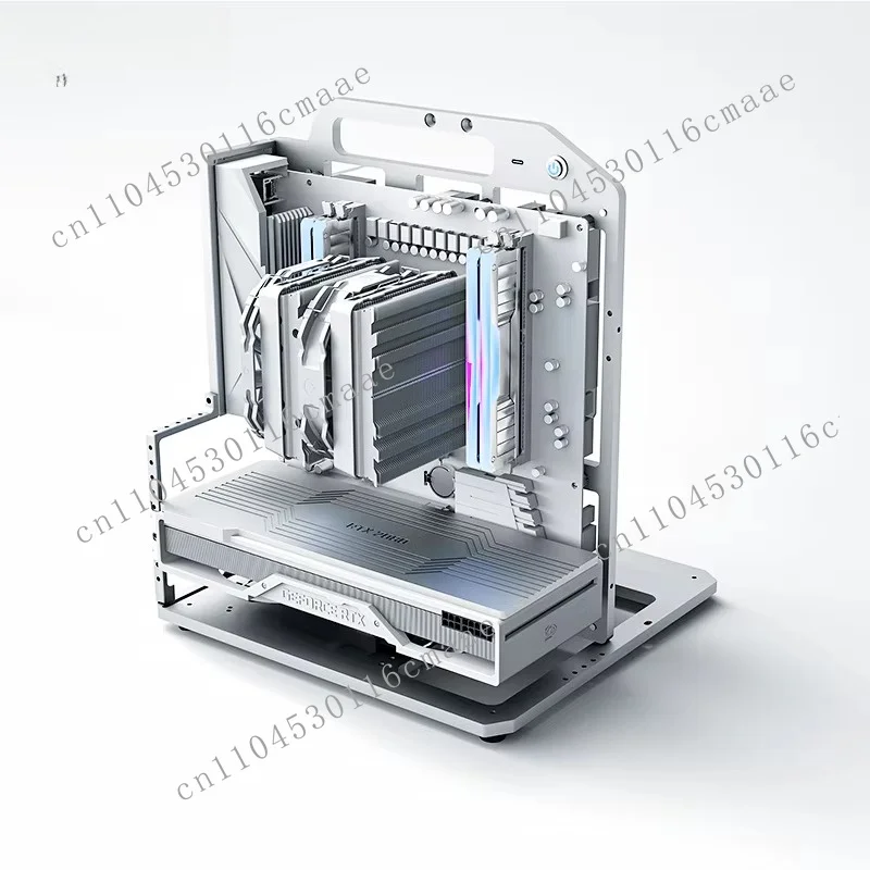 Custom mid-tower open frame PC case m-atx gaming accessories including RTX 4060 GPU ATX main board type rack