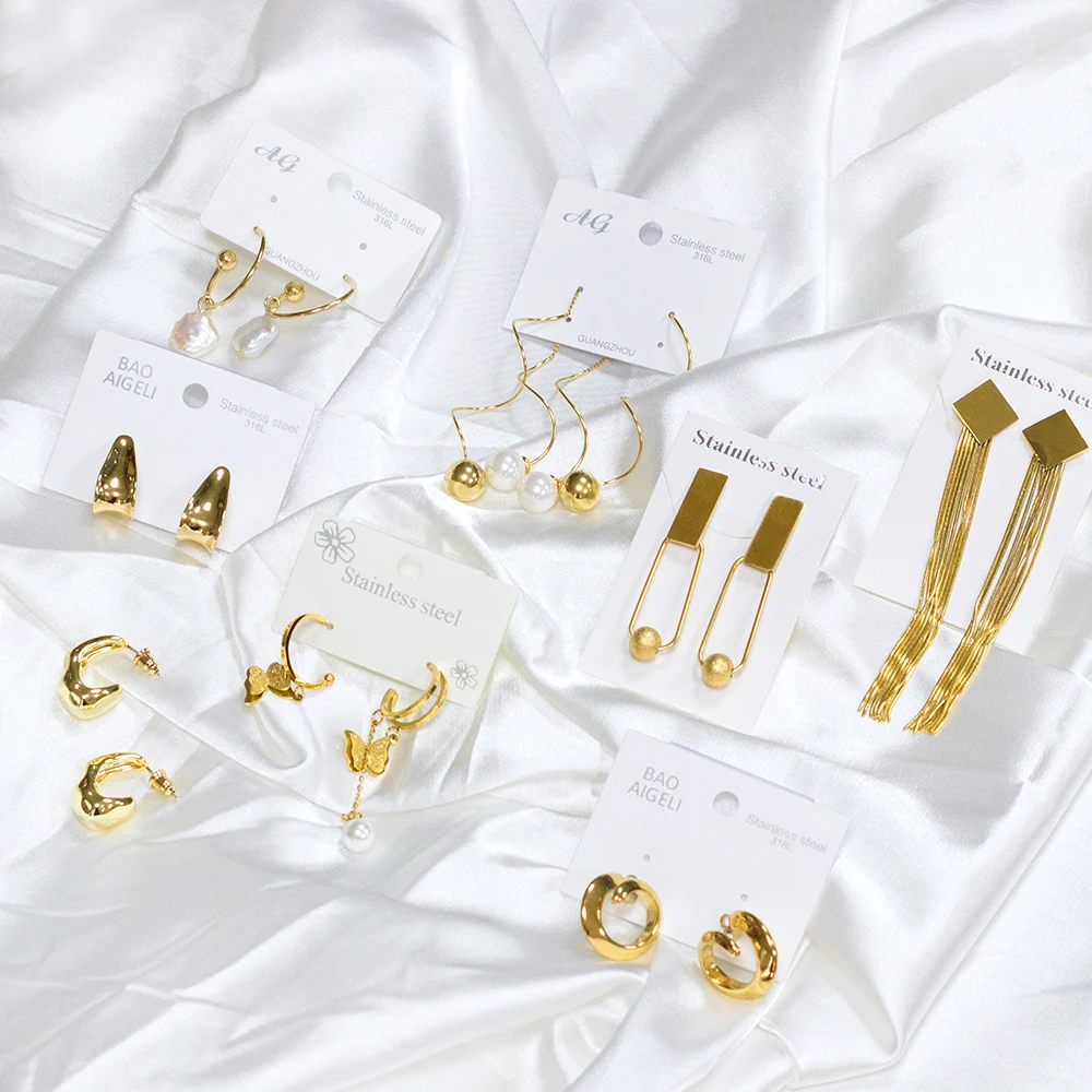 LUXUSTEEL Long Chain Tassel Earrings Women\'s Golden Color Stainless Steel Drop Earrings Korean Fashion Party Jewelry Wholesale