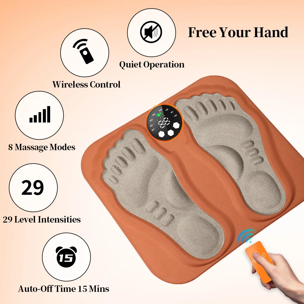 3D EMS Foot Massager Pad With Remote 8 Mode 29 Levels Feet Massager Relax Feet Acupoints Muscle Improve Blood Circulation