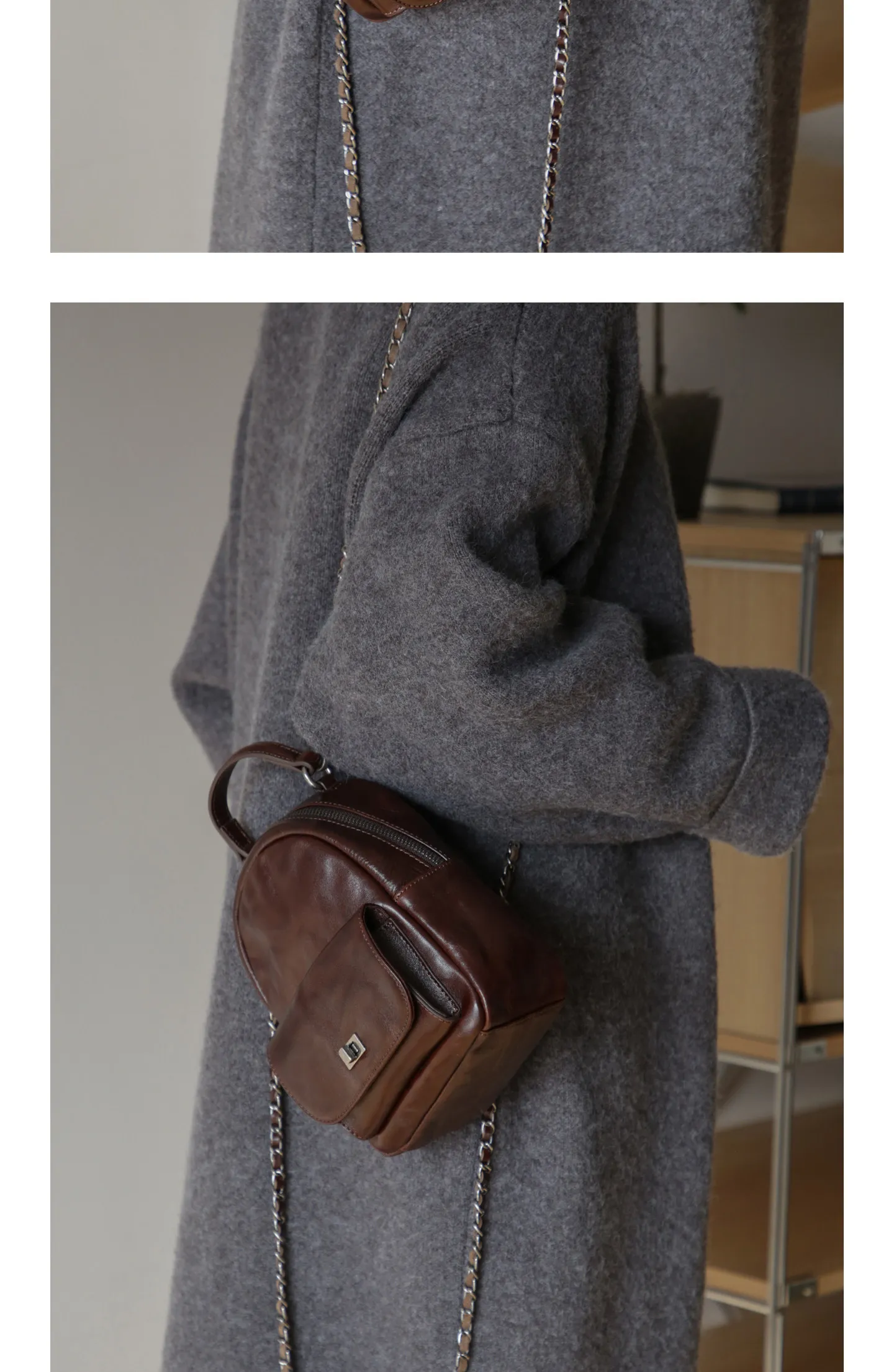 Einfacher Vintage-Luxus-Rucksack aus Rindsleder für Damen, kleine modische Organizer-Tasche, handgefertigt, hochwertige Damen-Büchertasche aus echtem Leder – Detail 6