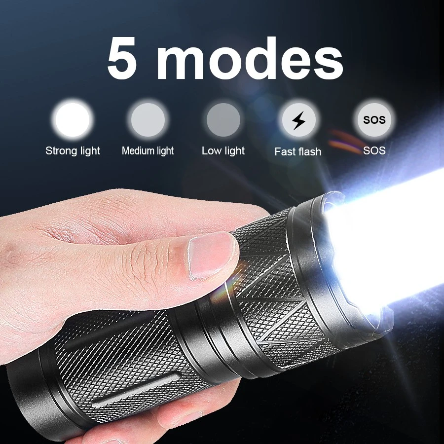 LED Handheld Flashlight Ultra-Bright 50000Lumens 12000mAh Rechargeable Battery Powerful Torch Zoomable Tactical Lantern