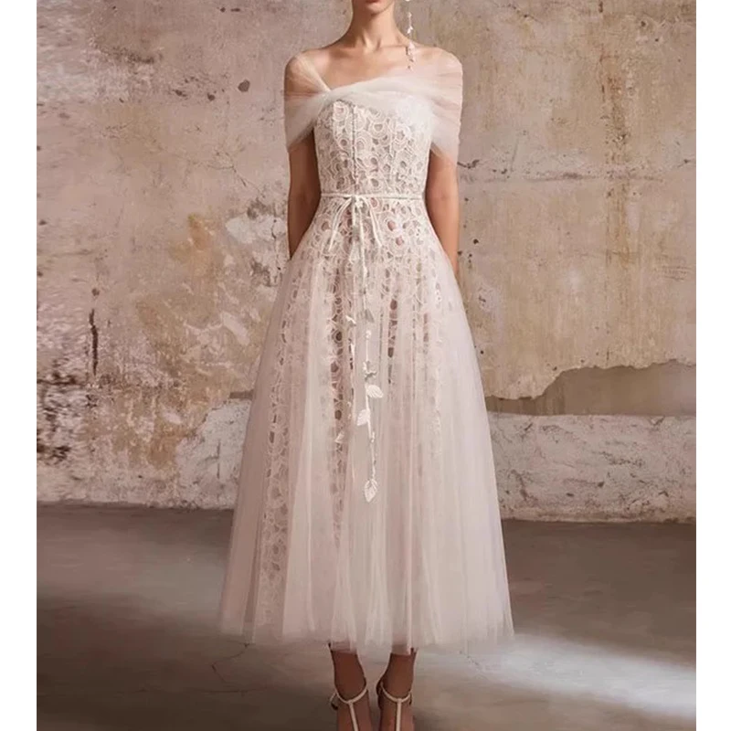 

Ретро-платье с кружевными вставками и сеткой, женское, элитное, вечернее, бальное, с юбкой А-силуэта, средней длины