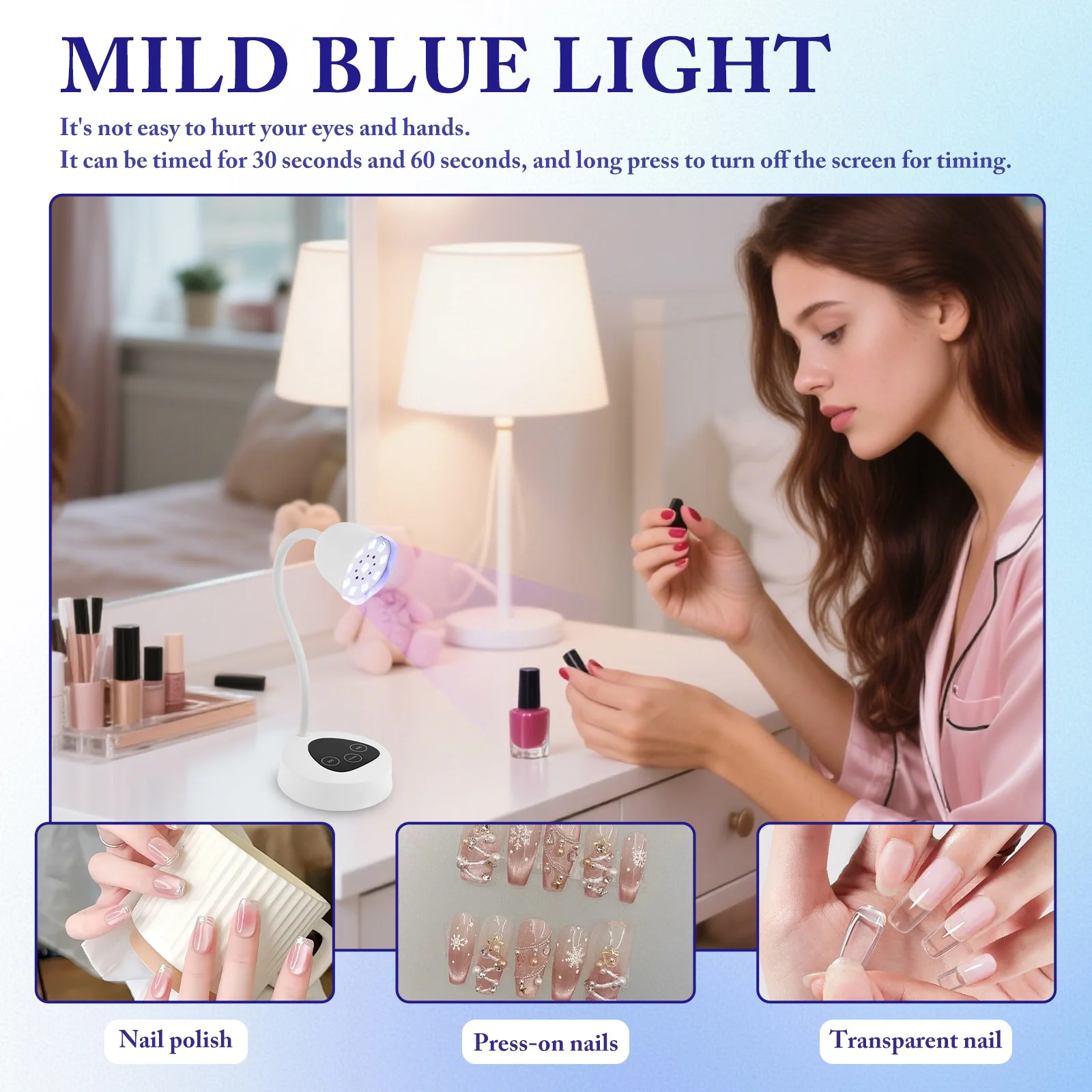 Nagel LED UV-lamp voor het drogen van gelnagels, snel uithardend met 360° °   Verstelbare slangarm Intelligente sensor voor manicuresalon