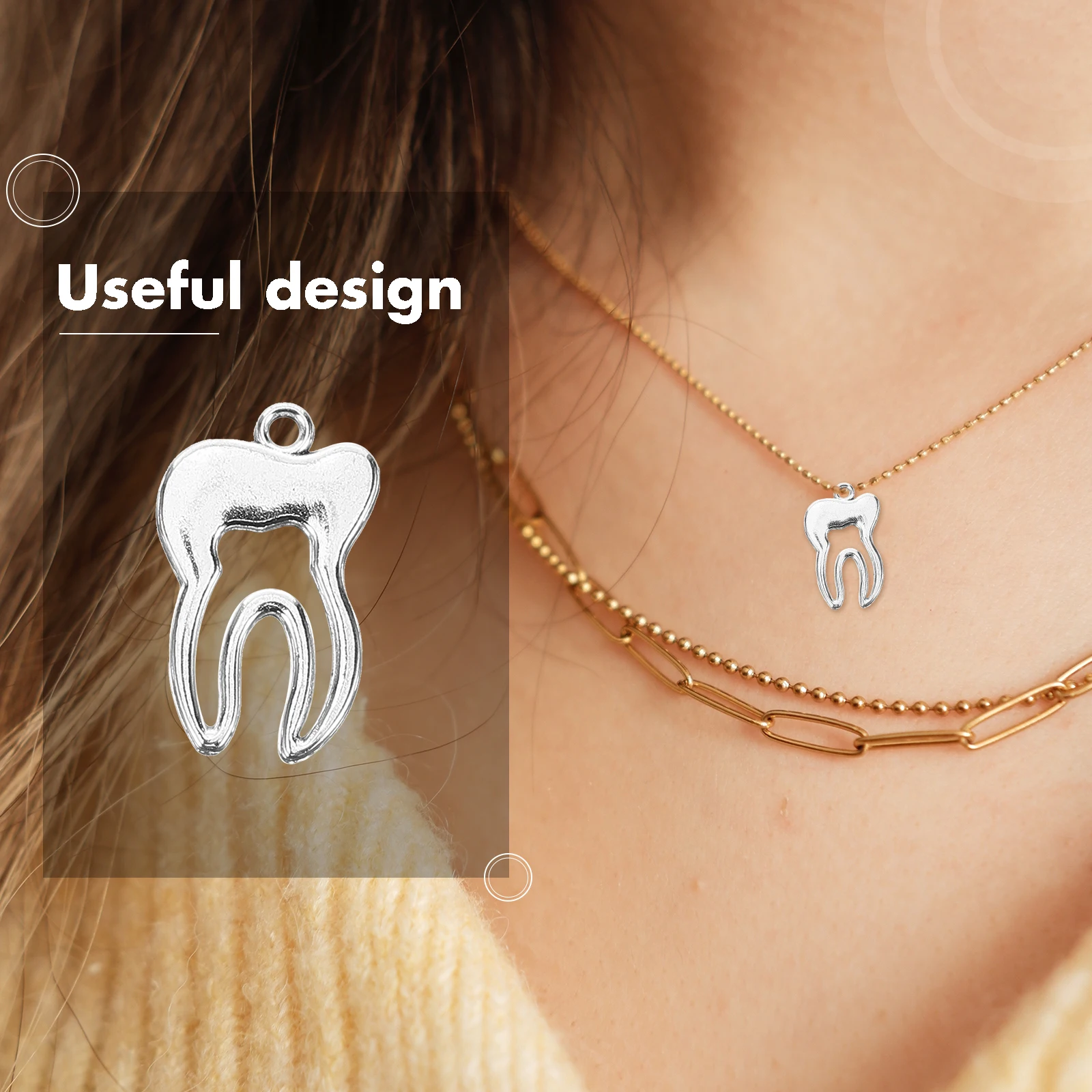 

50 шт., ювелирные изделия с зубами, подвеска, безопасный материал, сделай сам, маленькие подвески в виде зубов для ожерелья, брелок, браслета, поделки