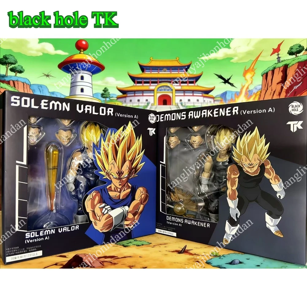 Figura de Acción de Vegeta Majin Super Saiyan SSJ de Dragon Ball Z, con Daños de Batalla y Poder Máximo, Personalizada Black Hole TK, en Stock