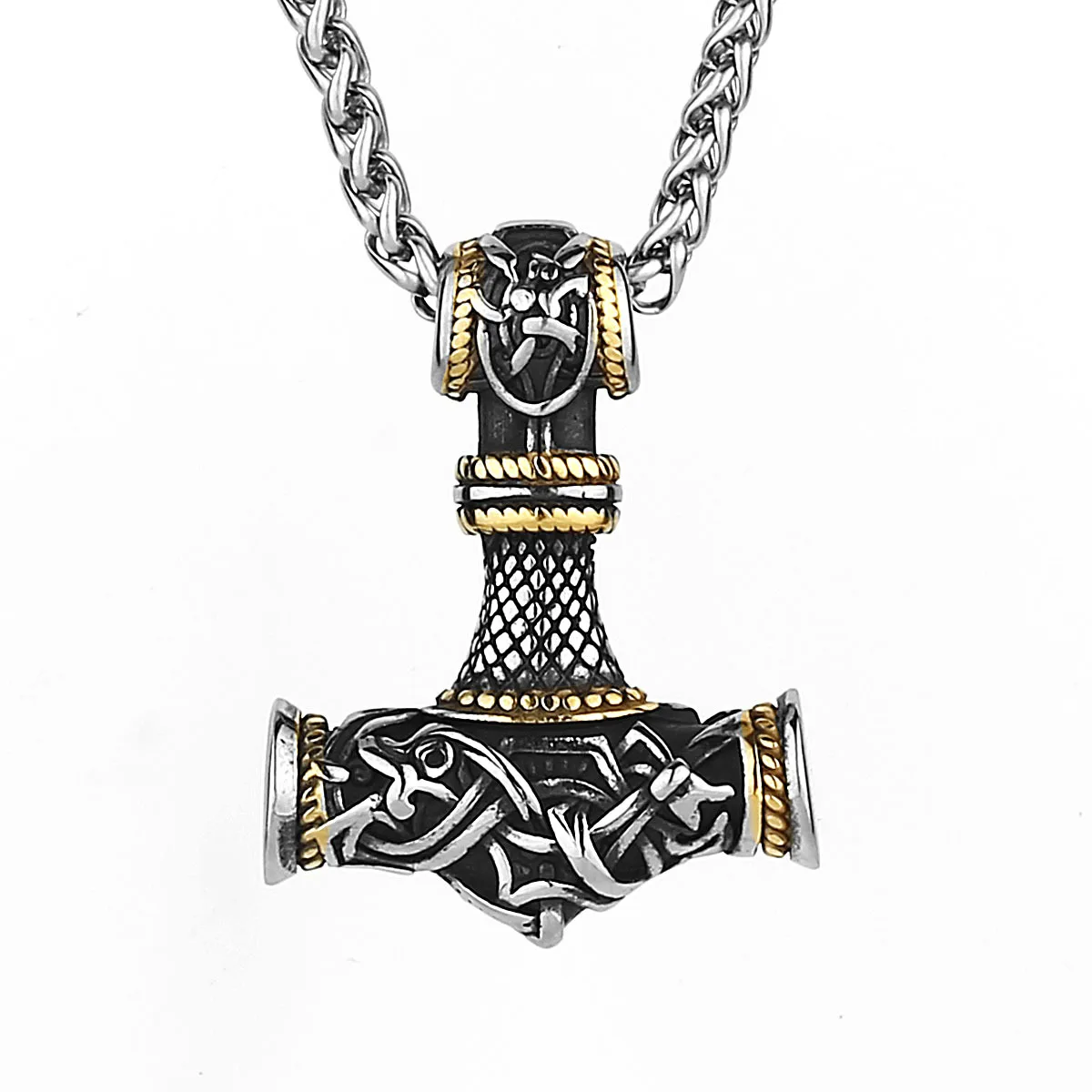 

Fashion Retro Titanium Steel Pendant Necklace For Man Viking Thor's Hammer Relief Pattern Myth Charm Necklace Accessories Gifts