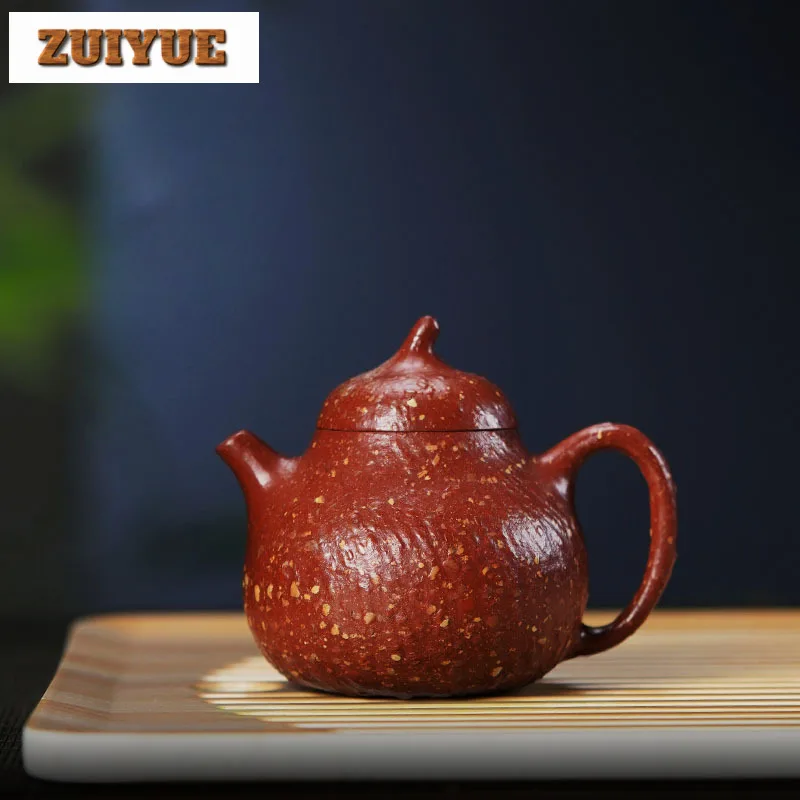 

130ml Luxury Yixing Purple Clay Teapots Famous Master Handmade Eggplan Pot Raw Ore Coarse Sand 8 Mesh Kettle Zisha Tea Set Gift