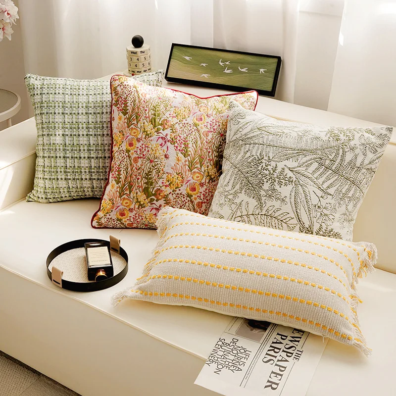 Simple Modern Red and Yellow High-End Light Luxury Sofa Living Room Cushion Cover Soft Decor Pillowcase 45X45CM