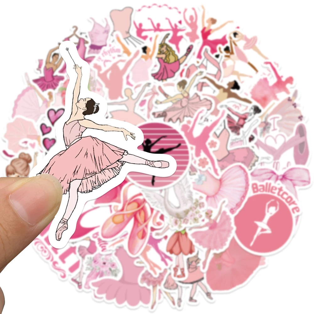 50PCS Pink Ballet Girl Club Cartoon Art Dance Sticker DIY Diary Phone Laptop Luggage Skateboard Car Decals Fun for Kid Toy Gift