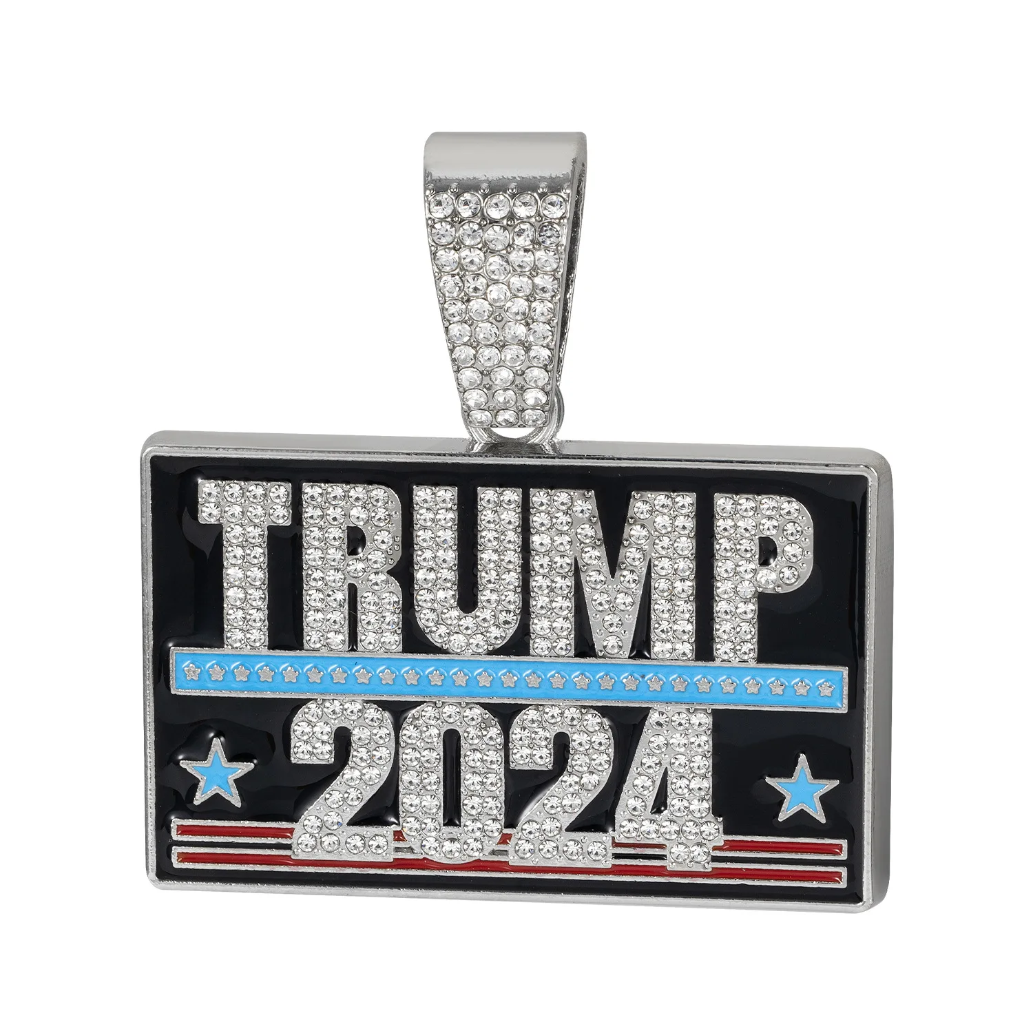 2024 nuevo Hip Hop hombres TRUMP letra colgante cadena de cobre colgante collar para hombres Día de la independencia accesorios de joyería