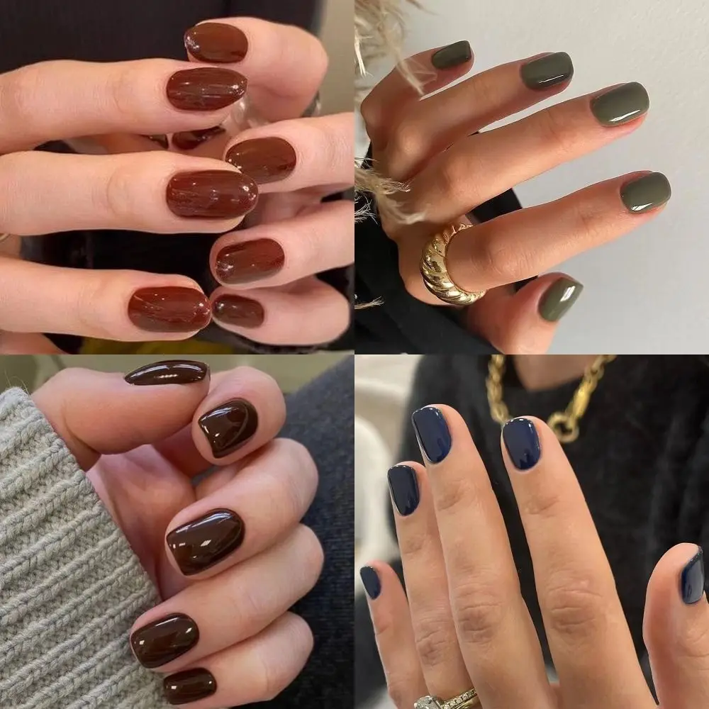 Manicure Unghie finte ovali lunghe Tinta unita Stampa francese sulle unghie Unghie finte semplici staccabili Fai da te