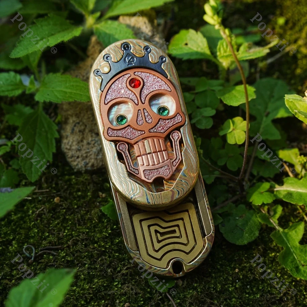 SAS EDC Zirconium Mechanical Skull Push Slider Office Toy Stress Relief Metal Fidget Slider Office Stress Relief Gadgets