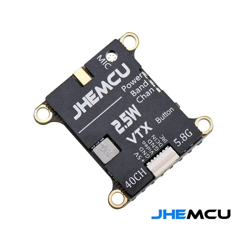 JHEMCU 2.5W VTX 5.8G 40CH Adjustable FPV Transmitter Built-in Microphone Heat Sink 2-6S 30X30mm for RC Airplane FPV Long Range