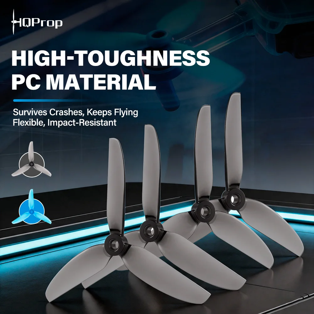 HQProp 5 Inch FPV Propeller 5X4.3X3 V2S 3-Blade Freestyle 5mm Bore High Toughness PC Props for 5-inch FPV Quadcopter 2CW+2CCW
