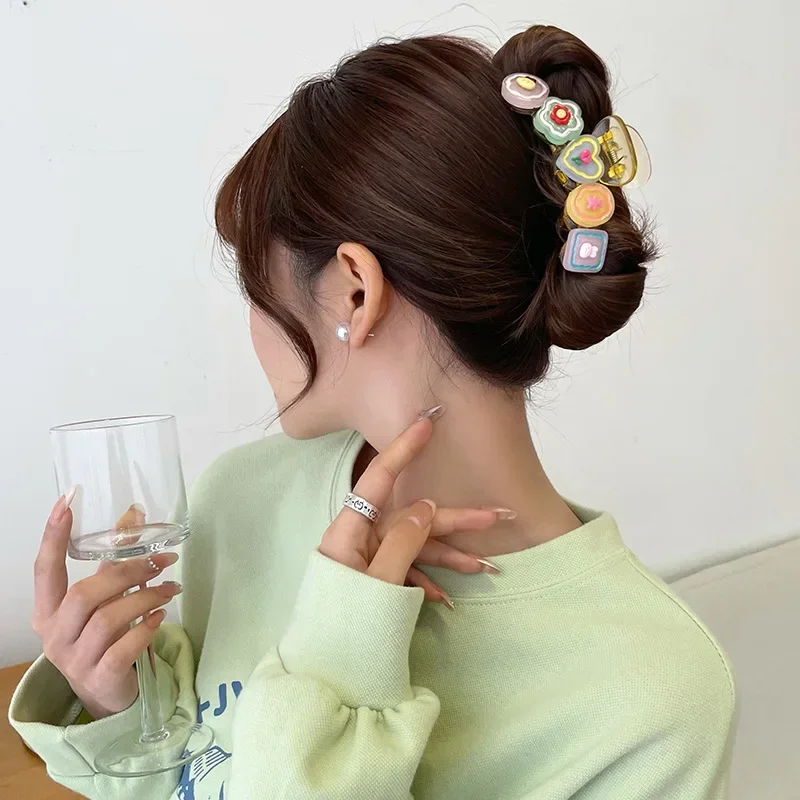 Cute Cartoon Flower Hair Claws Sweet Funny Hair Clamp Clips for Women Hair Accessories Barrettes Large Size Hairpins Headwear