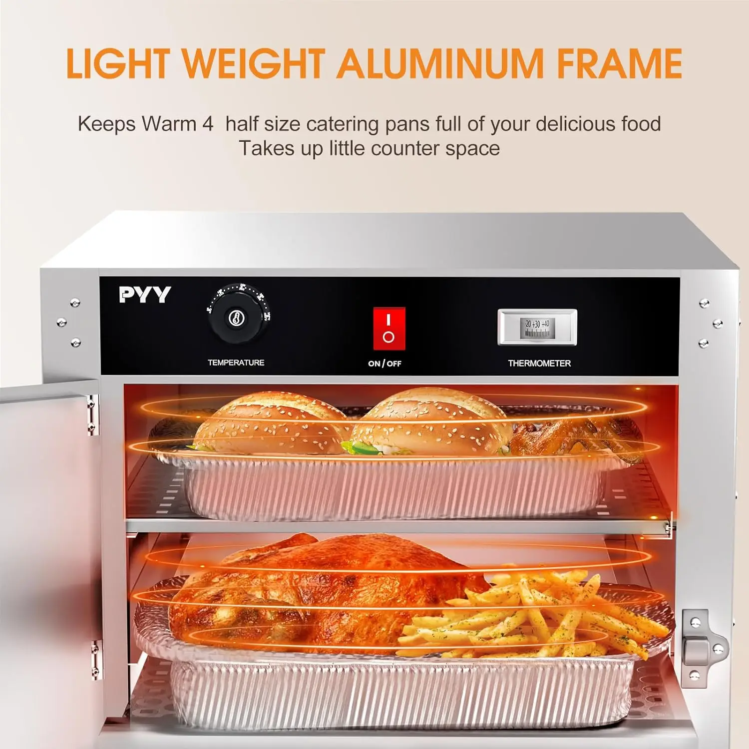 Commercial Hot Box Food Warmer Cabinet - Portable 4-Tier Insulated Warming Cabinets Food Pan Carrier with Water Tray,