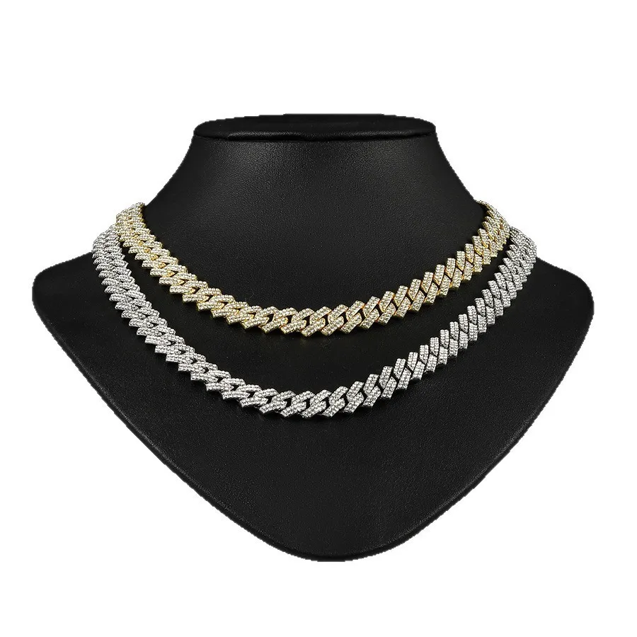 DIY accessories European and American cross-border supply 11mm rhombus hiphop Cuban necklace hip-hop street dance full diamond C