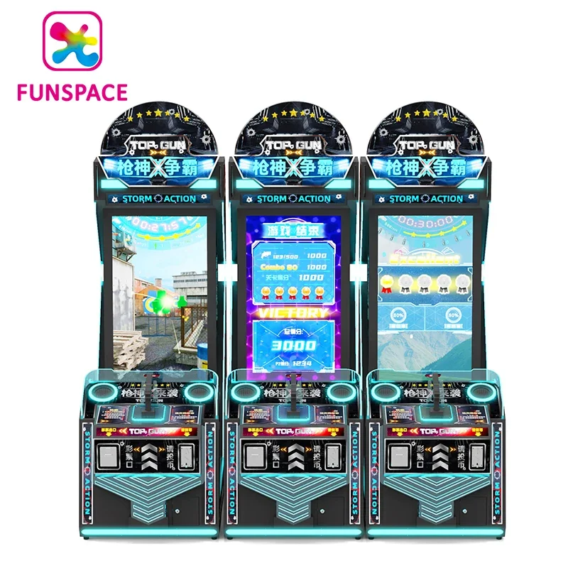 Funspace Factory Custom Arcade Coin Operated Shooting Machine Ticket Redemption Top Gun Level Up Game Gun Shooting Game Machine