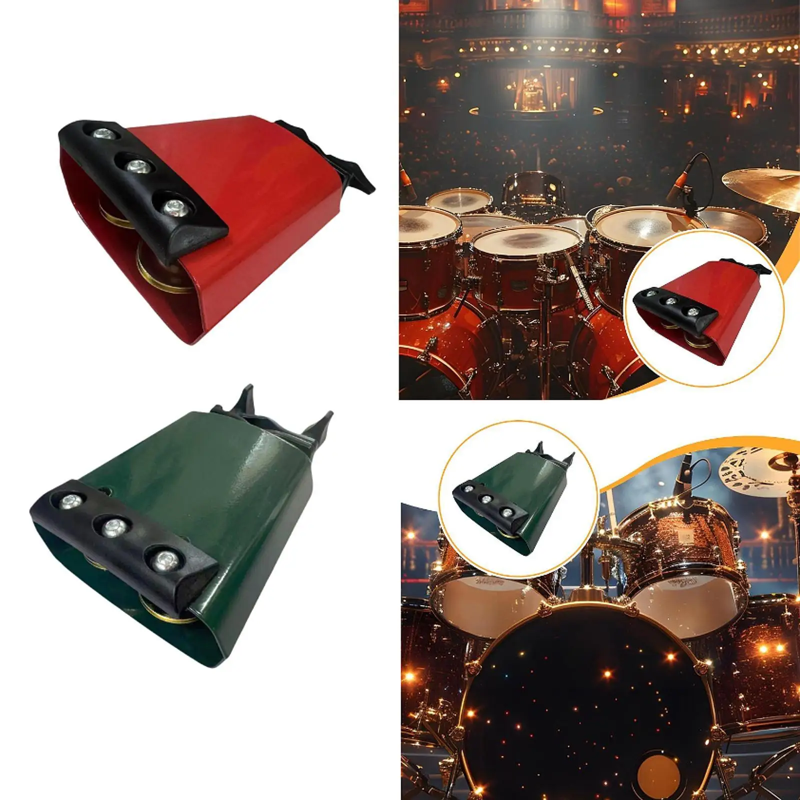 

Cowbell with Sound Damping Protection Strip Drum Kit Attachment Percussion Instrument Cow Bell Noise Maker 4 inch for Festive