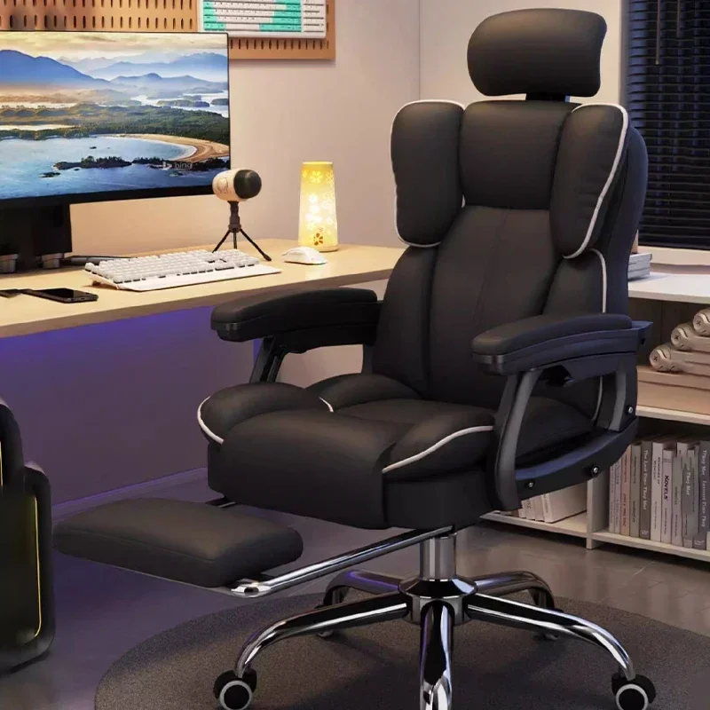 Silla de oficina cómoda de cuero, silla ergonómica plegable para juegos, silla de ordenador de lujo con respaldo alto, Cadeira Ergonomica móvil, muebles para el hogar