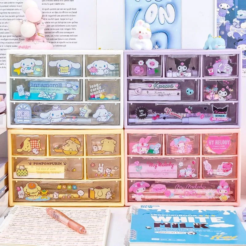 Sanrio New Hello Kitty Kuromi My Melody Cinnamoroll Storage Box Desktop Decorations Fashion Trend Sense of Luxury Storage Box