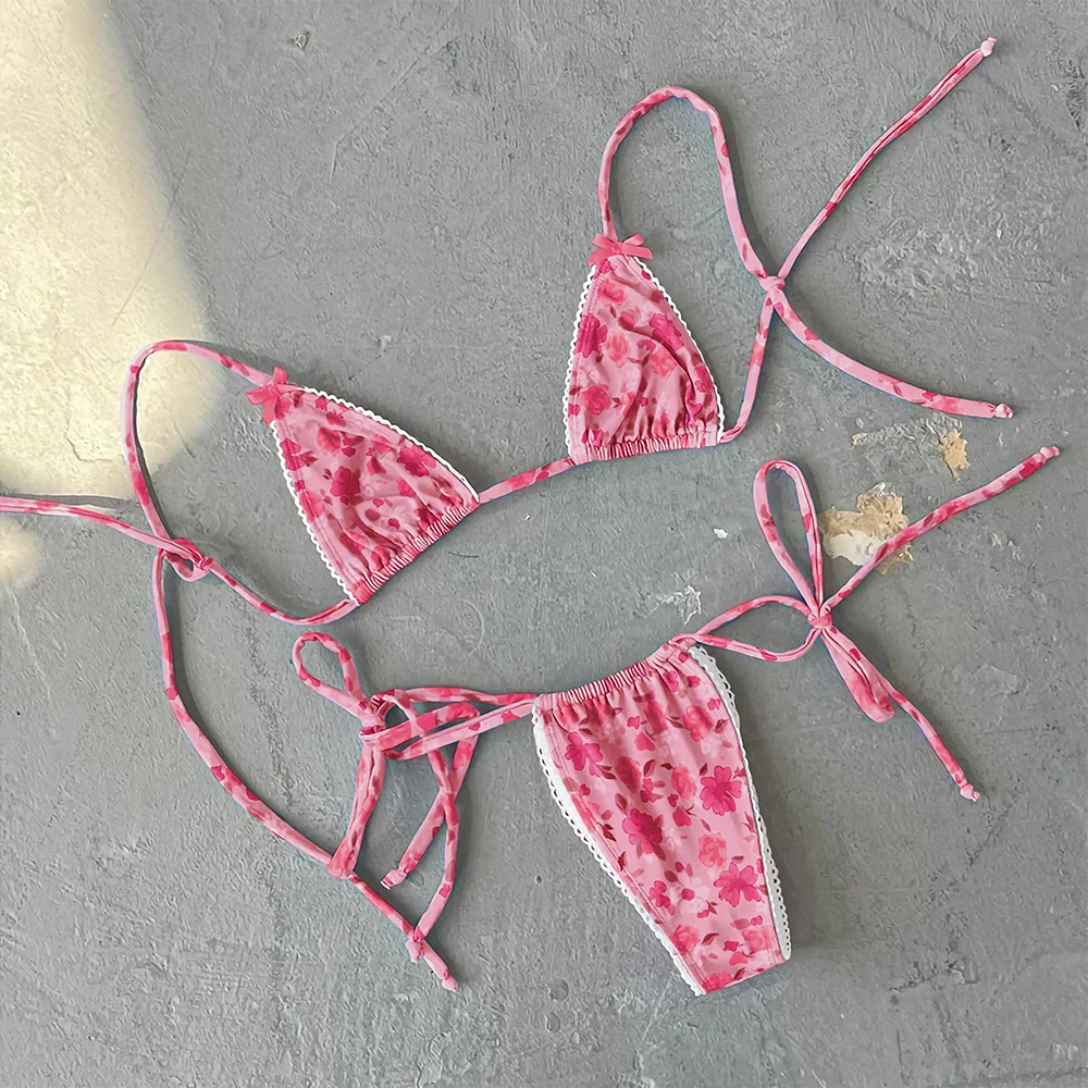 

Micro Bikini Push Up Women Swimsuits 2025 Sexy Female Swimwear Brazilian Bikini Set Thong Biquini Swim Suits Print Beachwear
