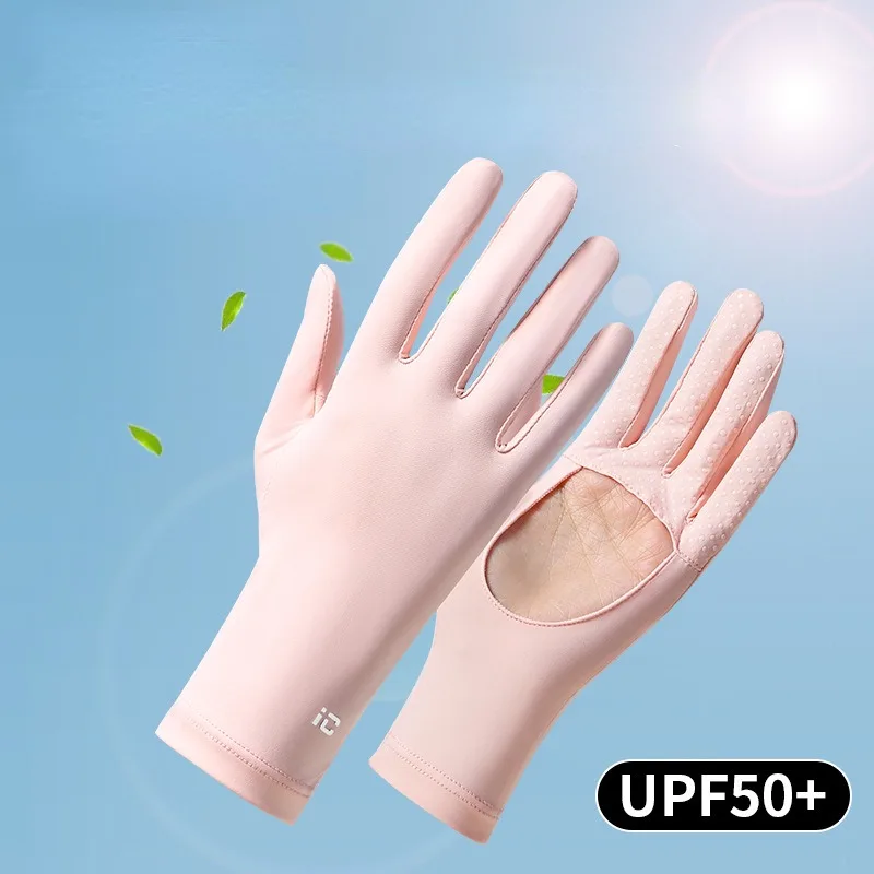 

Sunscreen Gloves for Women Summer New Ice Silk Breathable Non Slip Extended Cycling Driving Expose Fingers Anti UV Rays IC