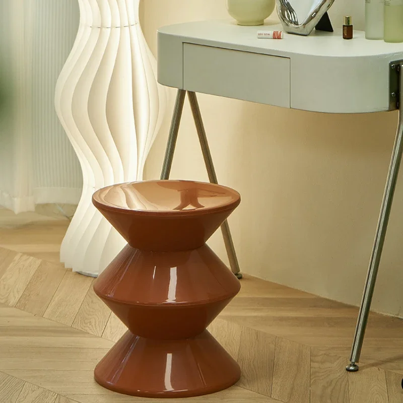 

Designer Low Stool for Small Apartments, Creative Plastic Hourglass Shape, Living Room Shoe Stools, Bedroom Nightstand