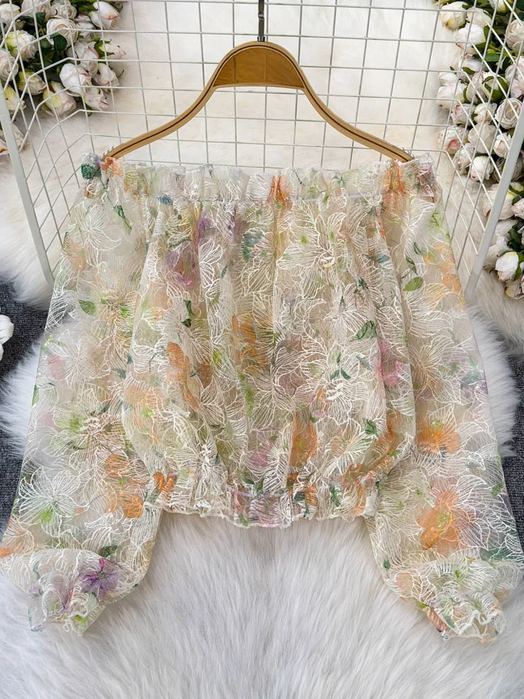 Ele Fairy T Sle ricamato lungo Sve Me Design dolce giovanile One oulder irt Top Faion estivo da donna