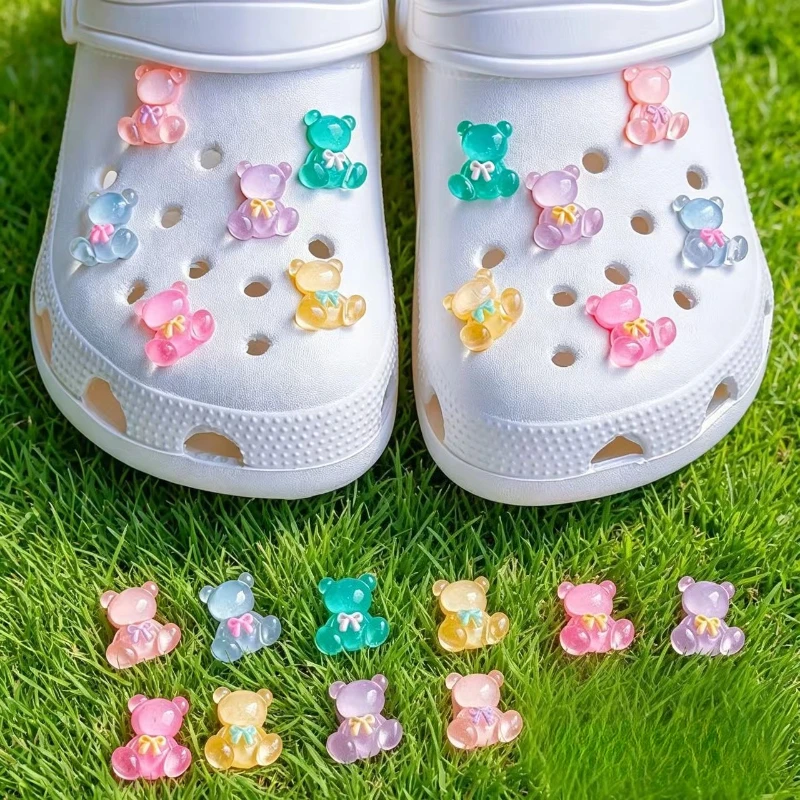 Cute Colorful Bear Shoe Charms Set PVC Decorations for Clogs & Bags Removable DIY Shoe Buckles Accessories for Girls Kids Teens