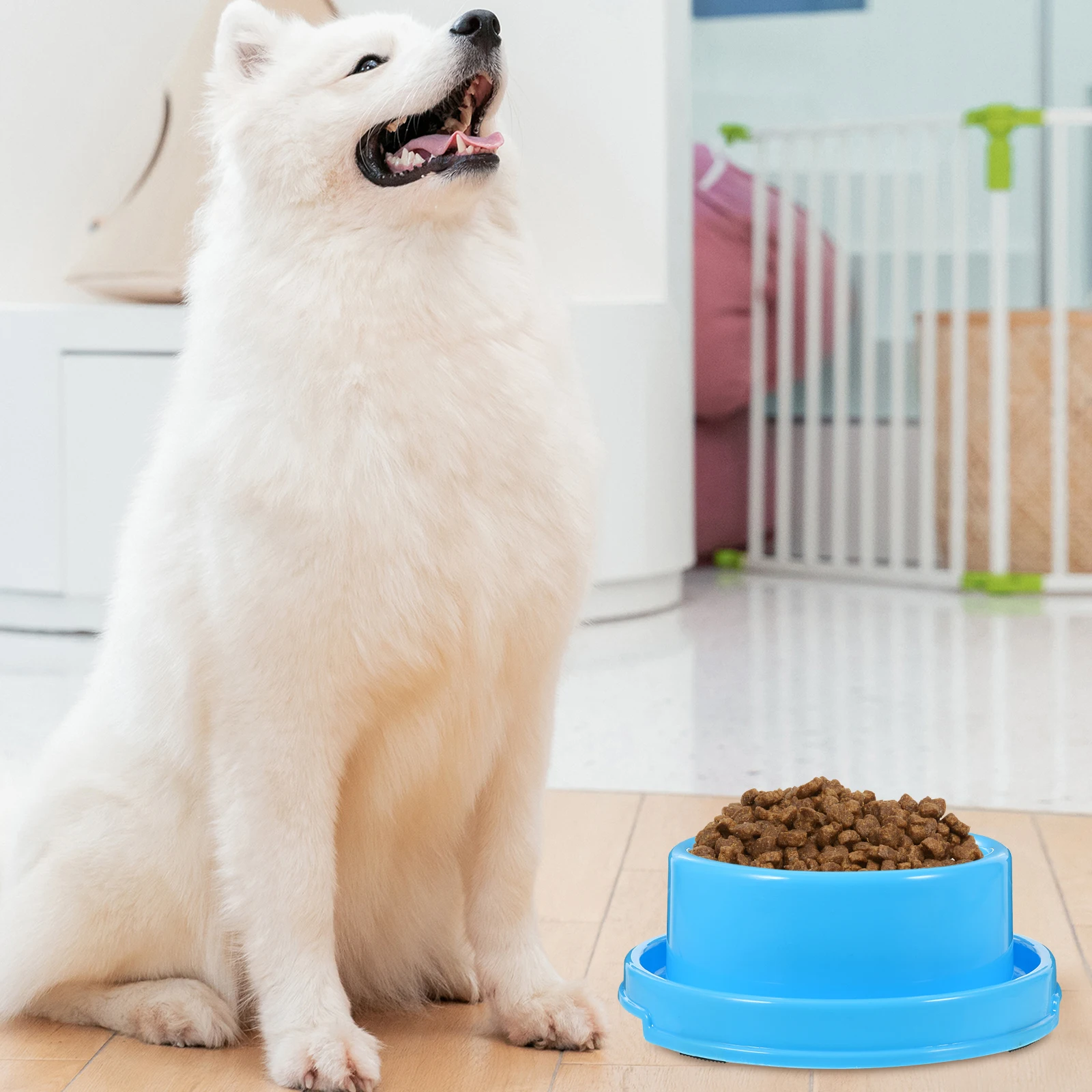 

Anti-Ant Pet Food Bowls Blue Thickened Plastic Dog Cat Feeding Dishes Waterproof Wear-Resistant For Small Pets Kitten