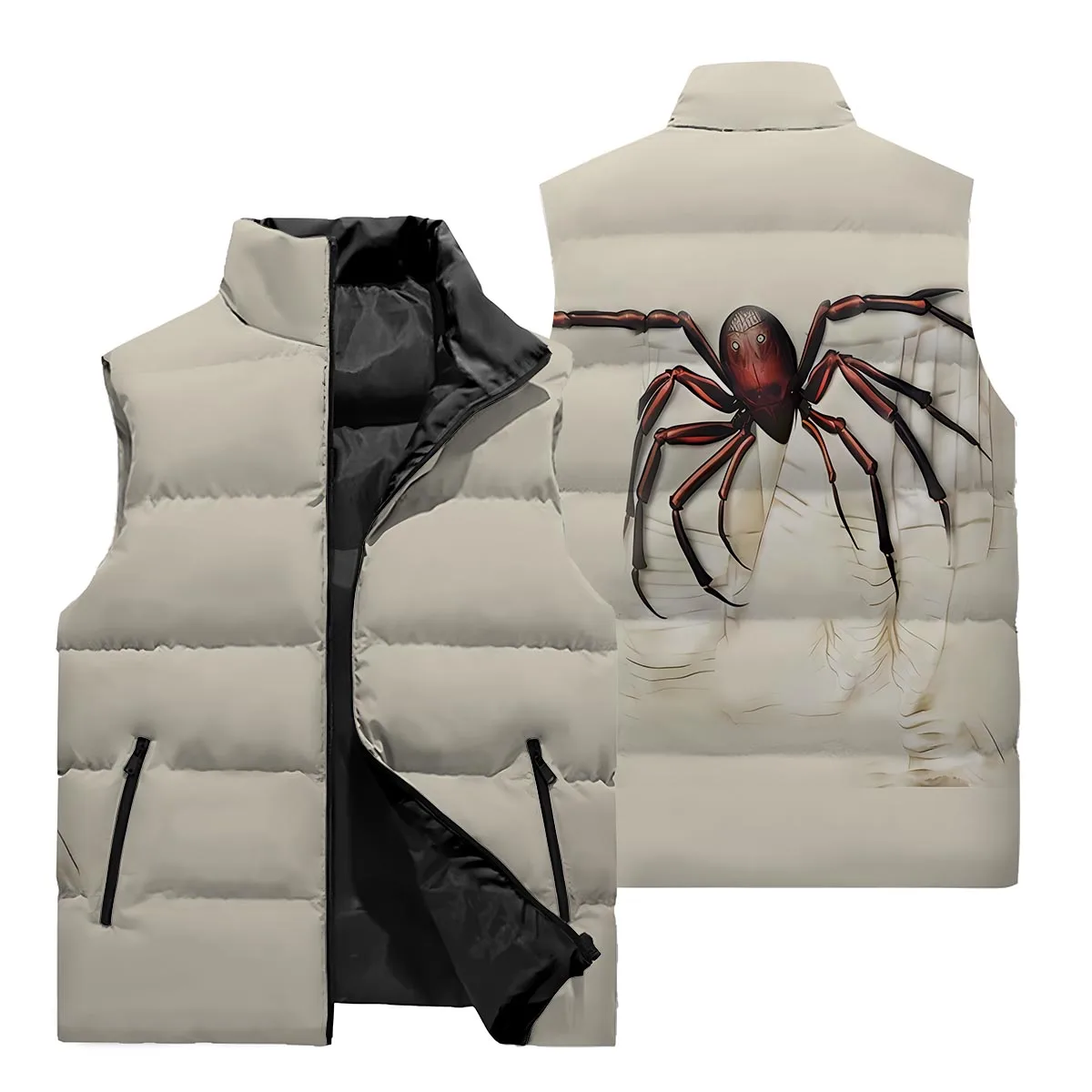 2024 Autumn/Winter Horror Pumpkin Head Spider Print Popular Color Matching Men's Jacket 3D Printed Winter Warm Trend