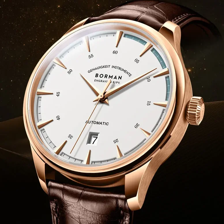 BORMAN Men Automatic Watch 40mm Mechanical Wristwatch Ultrathin 50m Waterproof Sapphire Crystal Auto Date