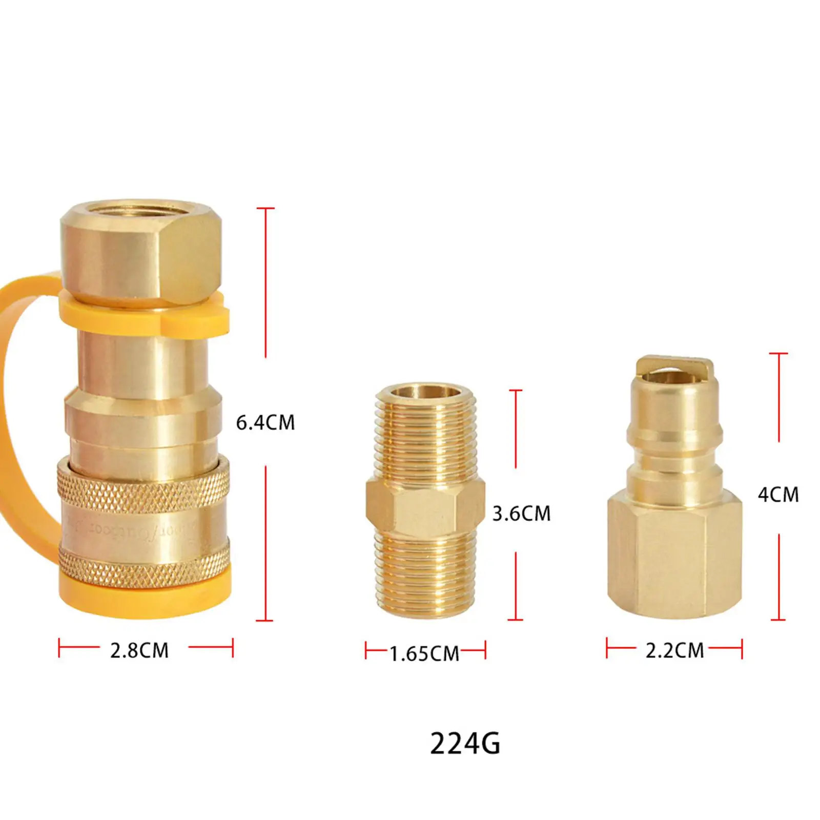 3/8in Gas Quick Connector Fitting Brass Propane Disconnect Plug for Portable Stove Grill RV Heaters