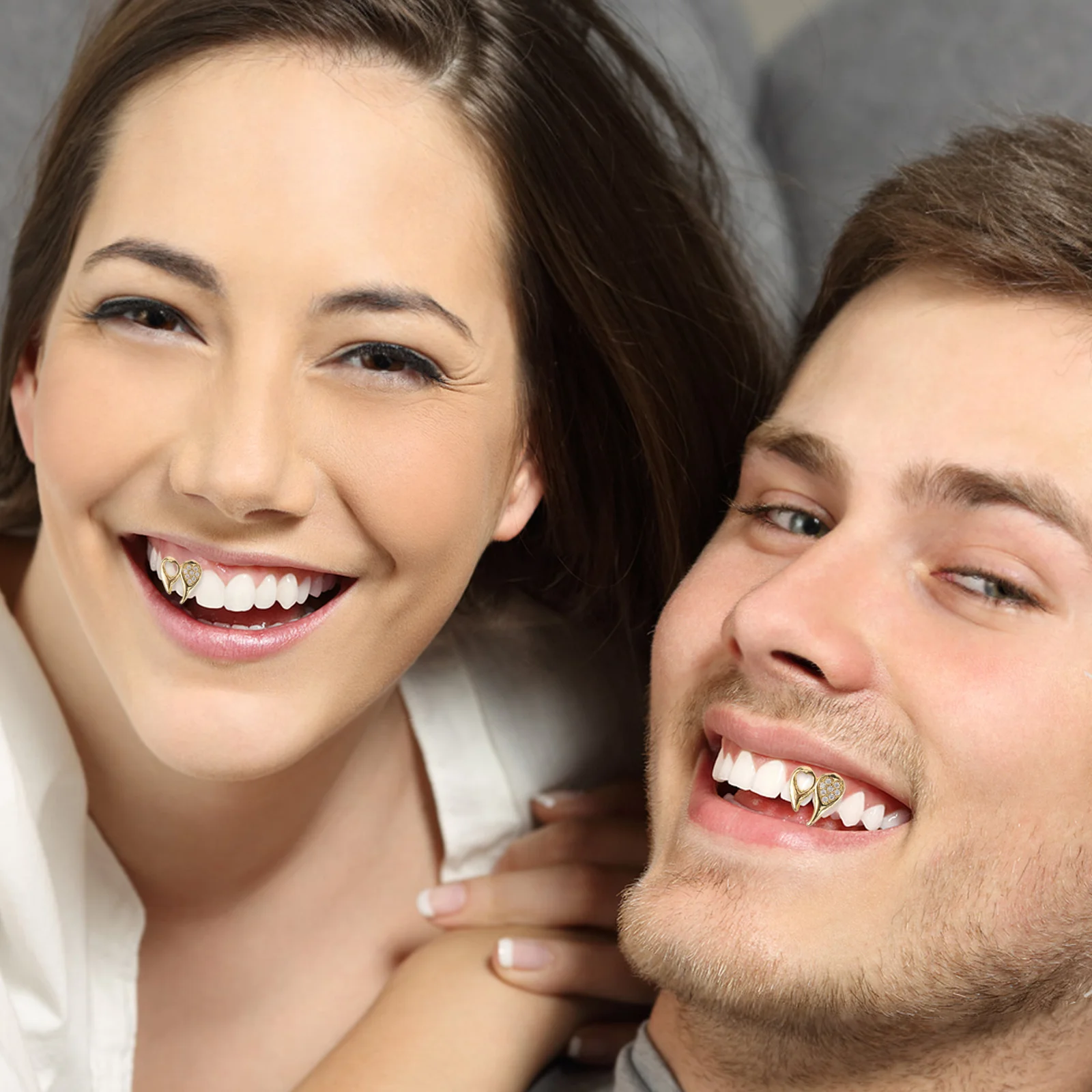 قبعة شواء على شكل قلب علوي مطلية بالذهب مايكرو معبد زركونيا موضة للجنسين شواية أسنان معدنية لعروض حفلات الزفاف #4