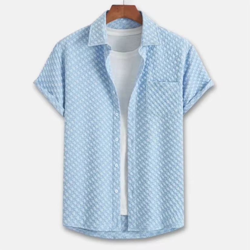 Vintage Hawaiian Floral Beach 3D Digital Print Men's Short-sleeved Casual Shirt