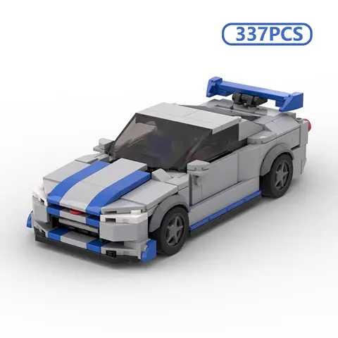 MOC Skyline R34 Supercar Building Blocks 8-Stud Speed Series JDM Racing Model for Adults Collectors