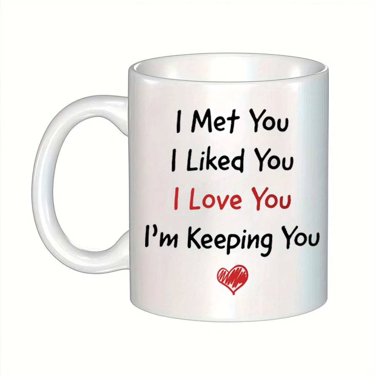 

1 "Meet you, like you, love you, I will always protect you" heart-shaped mug romantic confession ceramic mug, machine washable