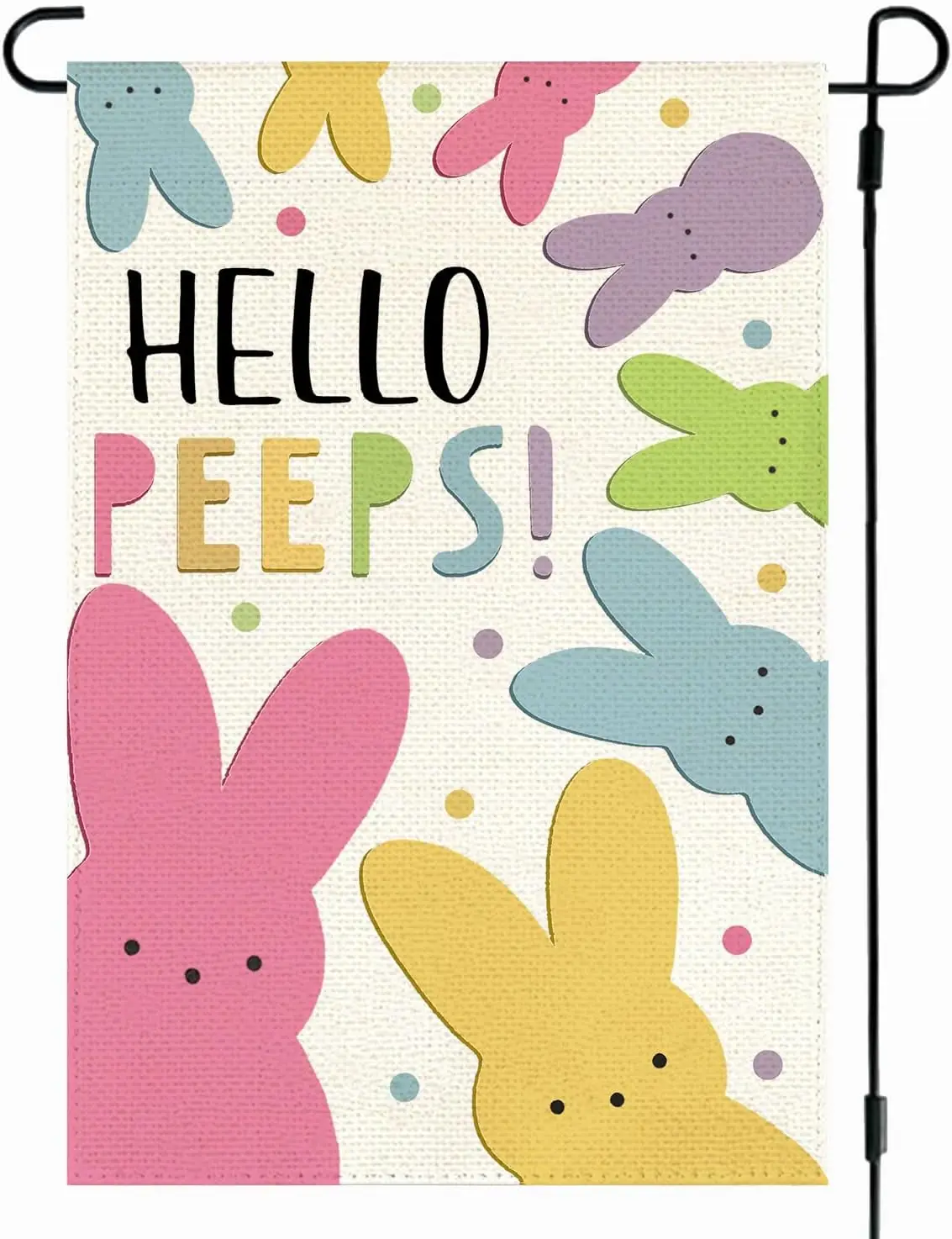 RABUSOFA Easter Happy Peeps Garden Flag 12x18 Inch Double Sided for Outside Small Burlap Holiday Easter Decorations for Outd ZZM