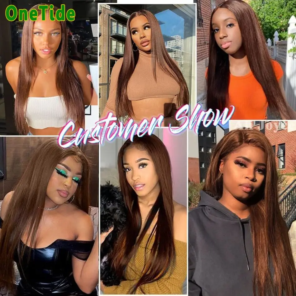 Dark Brown Wigs 13x4 Transparent Lace Frontal Wig Chocolate Human Hair Wigs Straight 4x4 Glueless Wig Human Hair Ready To Wear